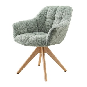 Scaun pivotant PAPILLON tesatura boucle verde salvie/ stejar - Img 3