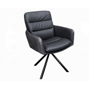 Set 2 scaune pivotante Big George, microfibra/ piele antracit