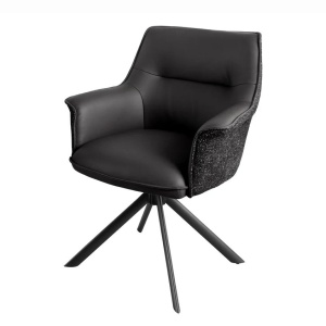 Set 2 scaune Pivotante, Piele Naturala LE GRAND negru