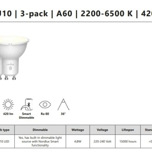 Set 3 becuri LED Smart GU10 2200-6500K 420Lm 133738 universul-luminii.ro