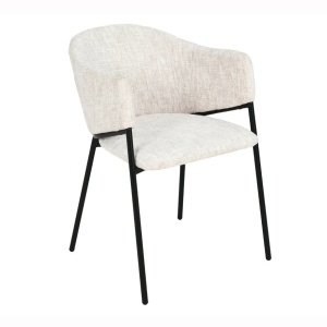 Set de 2 scaune aspect retro, Metal Negru, Chenille Bej, NOBLESSE A-47578 VC