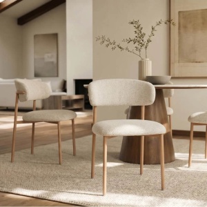 Set de 2 scaune BELLANO, material texturat bej