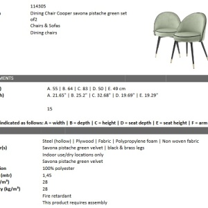 Set de 2 scaune design elegant LUX Cooper, catifea verde 114305 HZ - Img 6