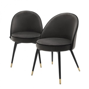 Set de 2 scaune elegante design LUX Cooper, catifea gri inchis 113125 HZ