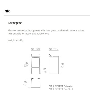 Set de 2 Scaune exterior / interior design modern premium WALL STREET H-86cm 65017 Vondom - Img 5
