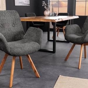 Set de 2 scaune pivotante Baltic stejar/ gri inchis - Img 5