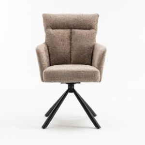Set de 2 scaune pivotante Big George, tesatura structurata greige sampanie - Img 2