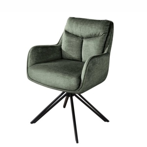Set de 2 scaune pivotante, metal negru, catifea verde, PROMETHEUS