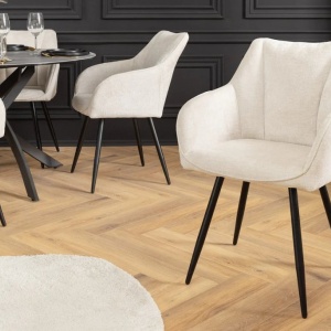 Set de 2 scaune pivotante, Metal Negru, Chenille Sampanie, AVIGNON A-46470 VC - Img 4