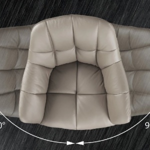 Set de 2 scaune pivotante PAPILLON piele taupe/ negru - Img 3