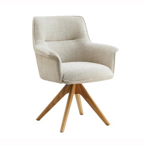 Set de 2 scaune pivotante picioare din lemn LE GRAND bej chenille