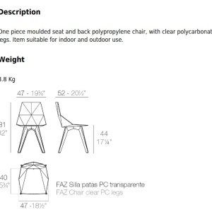 Set de 4 Scaune de exterior / interior design modern premium FAZ CHAIR 54062 Vondom - Img 3