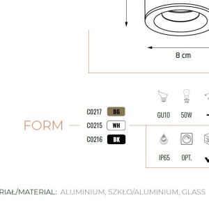 Spot aplicat design minimalist cu protectie IP65 FORM auriu periat - Img 4