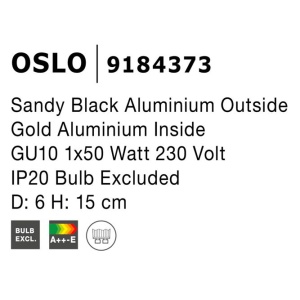 Spot aplicat design modern OSLO negru, H-15cm NVL-9184373 - Img 3