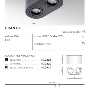 Spot aplicat tavan/plafon stil modern Brant 2 negru/crom 45688 universul-luminii.ro