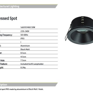 Spot incastrabil pentru baie IP65 Veli negru 155098 universul-luminii.ro