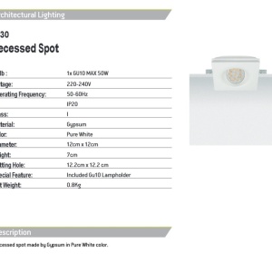 Spot incastrabil tavan Gypsum alb 155298 universul-luminii.ro