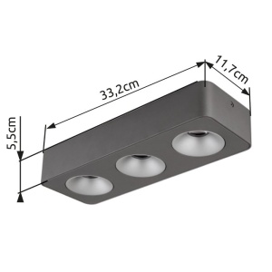 Spot LED aplicat aluminiu gri HANGARAU 3 - Img 6