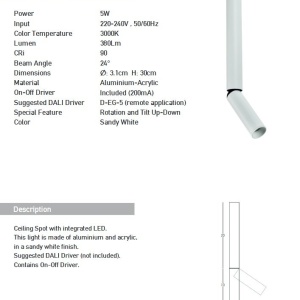 Spot LED aplicat cu rotire si înclinare Tube alb 155188 universul-luminii.ro