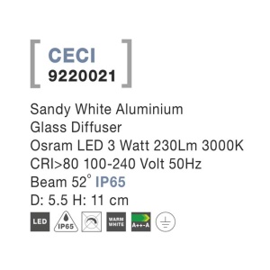 Spot LED aplicat de exterior IP65 CECI alb 5,5cm NVL-9220021 79498 universul-luminii.ro