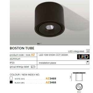 Spot LED aplicat directionabil de tavan/plafon BOSTON TUBE alb ZZ AZ3469 80588 universul-luminii.ro