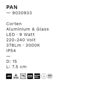 Spot LED aplicat iluminat exterior ambiental IP54 PAN cafeniu 238478 universul-luminii.ro