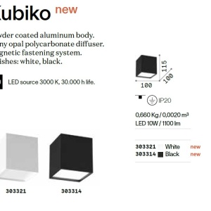 Spot LED aplicat Kubiko pl negru 142848 universul-luminii.ro