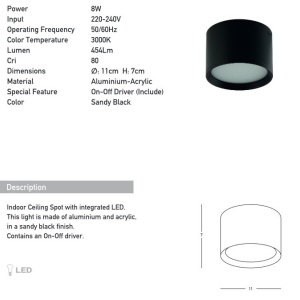 Spot LED aplicat tavan Lyss negru 155158 universul-luminii.ro