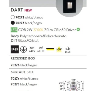 Spot LED de exterior IP65 iluminat ambiental DART-1 Black 61818 universul-luminii.ro