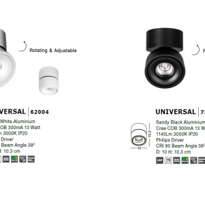 Spot LED directionabil, aplicat tavan/ perete UNIVERSAL negru NVL-72004 - Img 4
