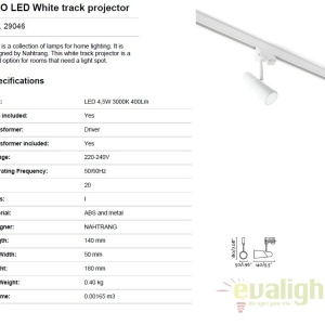 Spot LED directionabil pe sina LAO alb 29046 62178 universul-luminii.ro