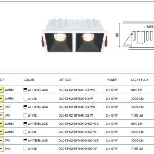 Spot LED incastrabil cu 2 surse de iluminat Alpha alb, 4000K 178798 universul-luminii.ro