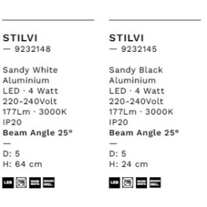Spot LED incastrabil design tubular STILVI negru, H-64cm 159778 universul-luminii.ro