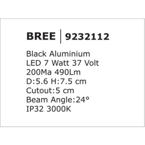 Spot LED incastrabil pentru tavan fals BREE negru NVL-9232112 189778 universul-luminii.ro