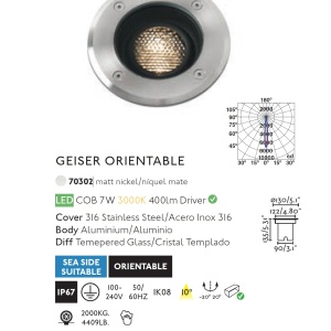 Spot LED orientabil / incastrabil de exterior pentru pavaj 13cm GEISER 7W 84838 universul-luminii.ro