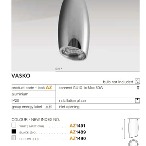 Spot modern aplicat tavan/plafon VASKO negru 70018 universul-luminii.ro