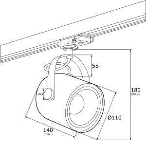 Spot pe sina NET negru/auriu / Accesoriu pentru sinele trifazate ARGON T-RACK - Img 2