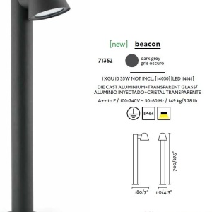 Stalp de exterior modern inaltime 70cm cu protectie IP44 GINA 71352 64688 universul-luminii.ro