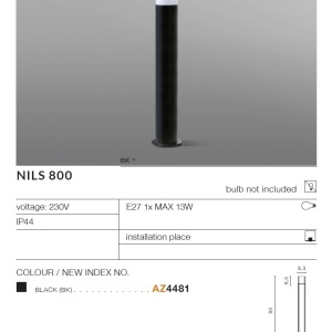 Stalp de iluminat exterior modern IP44 NILS H-80cm 97318 universul-luminii.ro