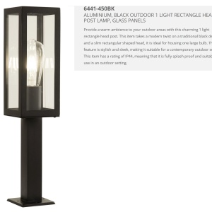 Stalp de iluminat exterior stil clasic IP44 Box H-46cm 6441-450BK SRT 74768 universul-luminii.ro