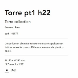 Stalp exterior design modern TORRE pt1 h22 negru 56378 universul-luminii.ro