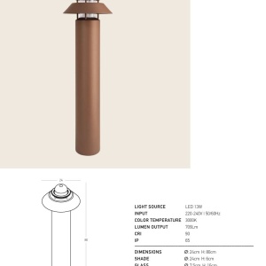 Stalp exterior din aluminiu ARIA H-80cm - Img 6