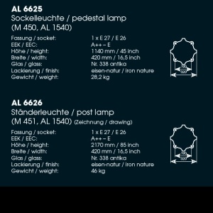 Stalp exterior lumina piedestrala design clasic in stil Empire din fier forjat, inaltime 114cm, AL 6625 47158 universul-luminii.ro