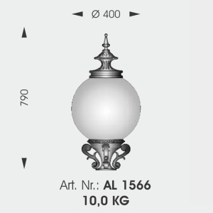 Stalp iluminat exterior din fier forjat, inaltime 101cm, AL 6664 64918 universul-luminii.ro