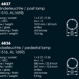 Stalp iluminat exterior din fier forjat, inaltime 58cm, AL 6836 52518 universul-luminii.ro