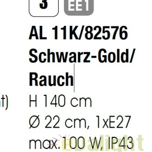 Stalp iluminat exterior stil clasic IP43 H140 Puchberg AL 11K/82576 schwarz-gold/rauch OR 48078 universul-luminii.ro