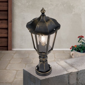 Stalp iluminat exterior stil clasic IP43 H45 Puchberg AL 11K/82503 schwarz-gold/rauch OR 631318 universul-luminii.ro