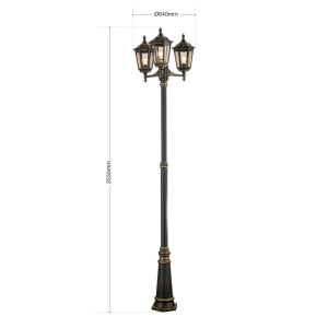Stalp iluminat exterior stil clasic IP43 HP255 Puchberg AL 11K/82579 schwarz-gold/rauch OR 631258 universul-luminii.ro
