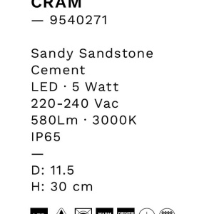 Stalp LED din ciment pentru exterior IP65 Cram White H-30cm 250718 universul-luminii.ro
