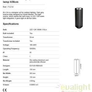 Stalp LED iluminat exterior cu protectie IP65 BU-OH II 71214 182718 universul-luminii.ro